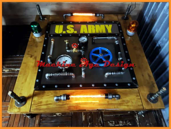 dohányzóasztal military stílusban , steampunk . U.S.ARMY