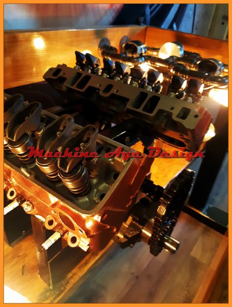 machine age design , chevrolet V8 asztal , pult . ipari stílus , steampunk