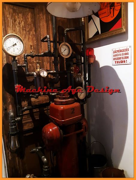 steampunk ,  tűzoltó tűzcsap ,  design lámpa , sziréna , ipari lakberendezés , machine age