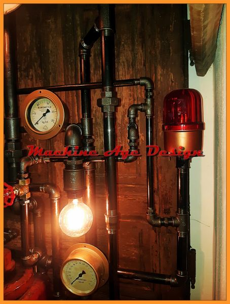 steampunk ,  tűzoltó tűzcsap ,  design lámpa , sziréna , ipari lakberendezés , machine age