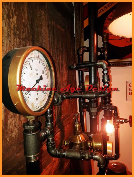 steampunk ,  tűzoltó tűzcsap ,  design lámpa , sziréna , ipari lakberendezés , machine age